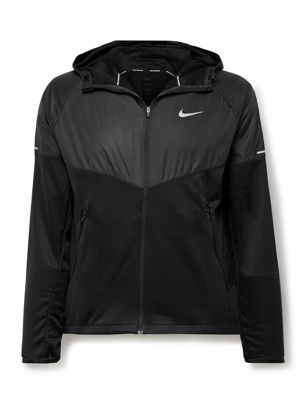 Photo: Nike Running - Miler Logo-Print Therma-FIT and Therma Sphere Hooded Jacket - Black