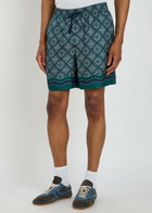 Casablanca Radiating Logo-monogram Silk Shorts Green