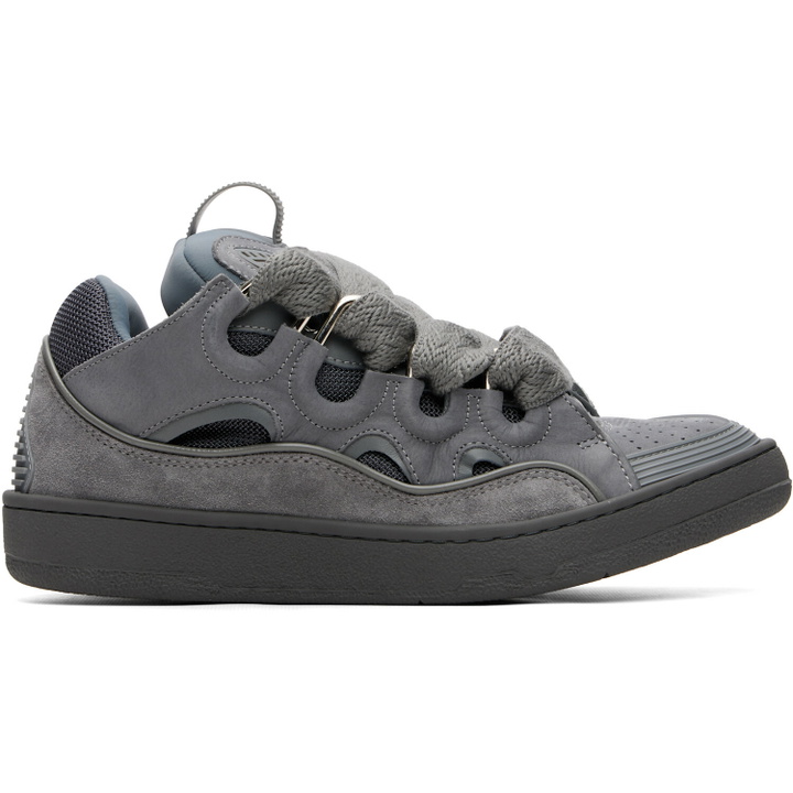 Photo: Lanvin Gray Monocolor Curb Sneakers