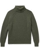 Inis Meáin - Boatbuilder Ribbed Donegal Merino Wool and Cashmere-Blend Rollneck Sweater - Green