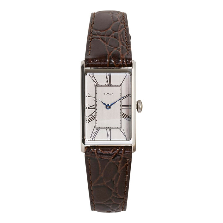 Photo: Timex 1976 Lexington Dress Rectangle Watch in Silver/Brown
