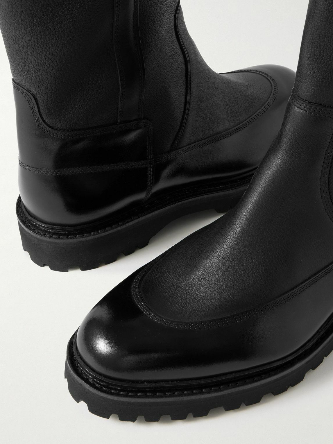 John Lobb - Ridge Smooth and Full-Grain Leather Chelsea Boots - Black