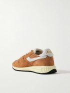 Autry - Reelwind Low Cracked-Leather Trimmed Suede and Shell Sneakers - Brown