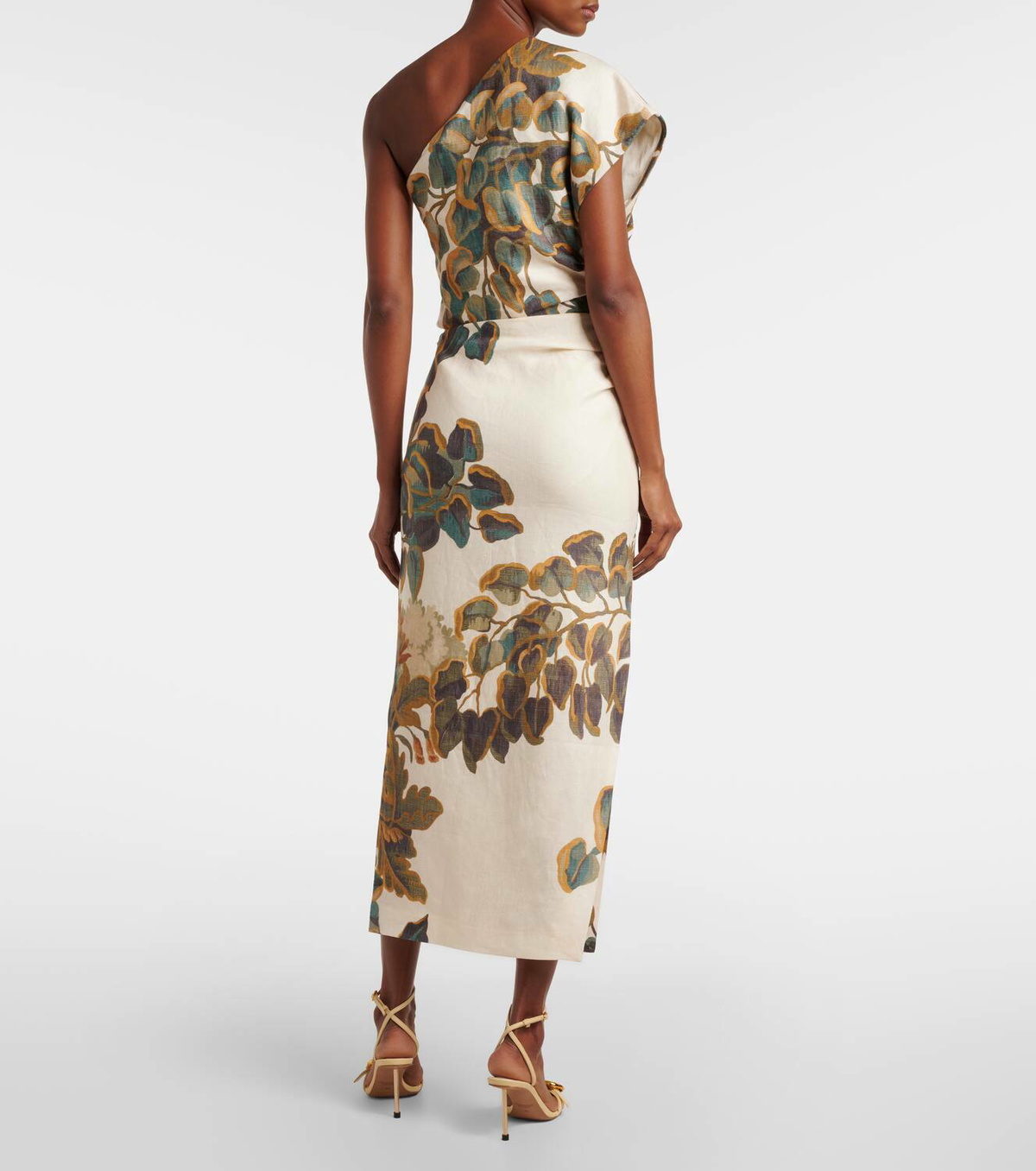sir belletto printed linen midi dress Belletto printed linen midi dress in pink - SIR