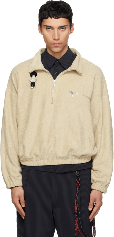 Photo: Song for the Mute Beige Zip Funnel Sweatshirt