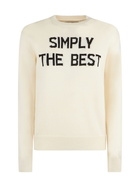 MC2 Saint Barth Woman Crewneck White Sweater With Simply The Best Lurex Print | Niki Dj Special Edition