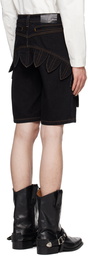 Juntae Kim Black Petal Denim Shorts