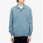 Norse Projects Men's Marco Merino Lambswool Polo Shirt in Light Stone Blue