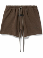 FEAR OF GOD ESSENTIALS - Wide-Leg Logo-Appliquéd Cotton-Blend Jersey Drawstring Shorts - Brown