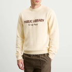 Percival Men's Public Library Knitted Crew Jumper in Ecru