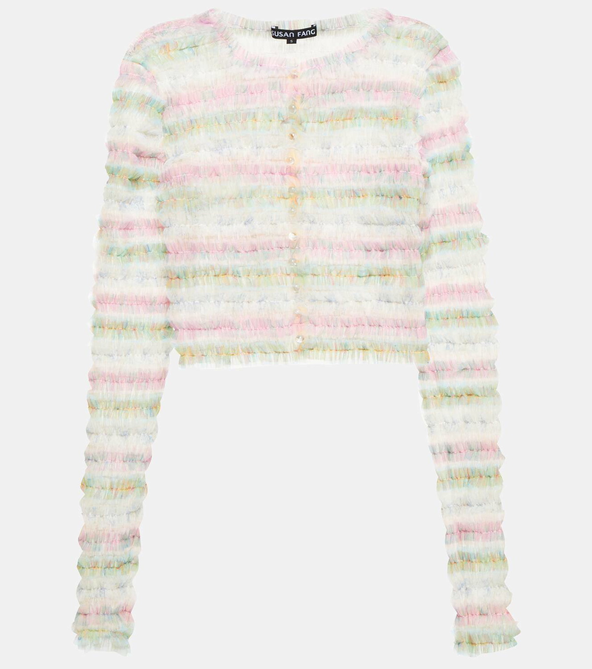 Susan Fang Stiped shirred tulle cardigan
