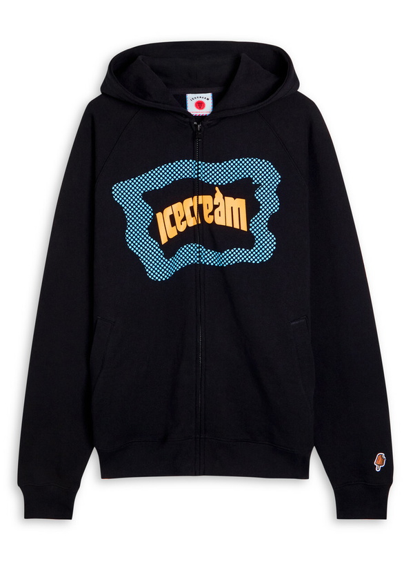 Photo: Ice Cream Block Logo Hooded Cotton Sweatshirt Black