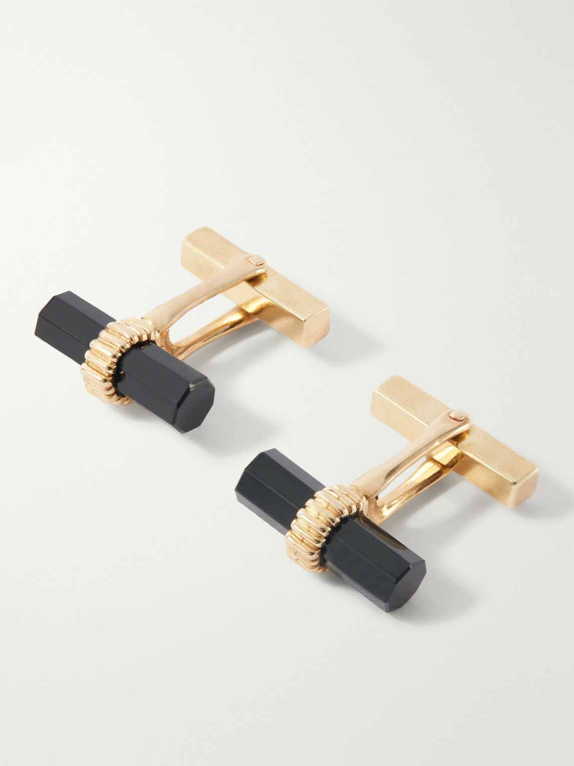 FOUNDWELL - Tiffany's Vintage 1980s 14-Karat Gold Onyx Cufflinks and Dress Studs Set - Gold