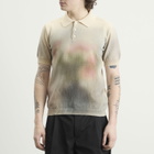 Maison Margiela Men's Knitted Cotton Polo Shirt in Ecru