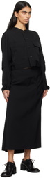Y's Black Asymmetric Flare Maxi Skirt