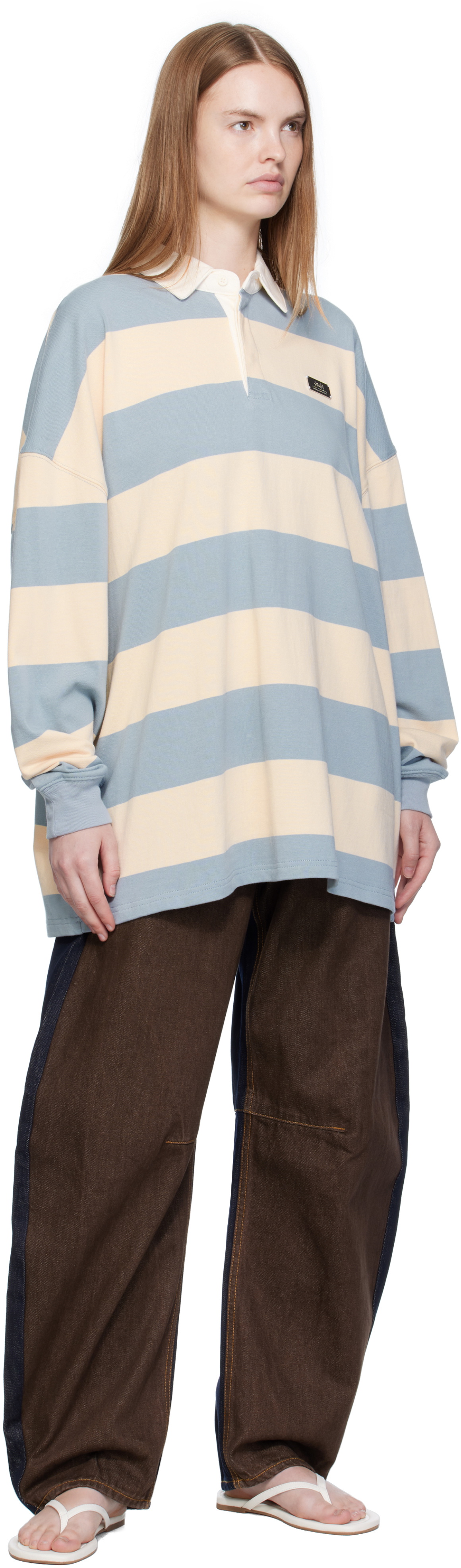 Ksubi Beige & Blue Rugged Rugby Jersey Polo