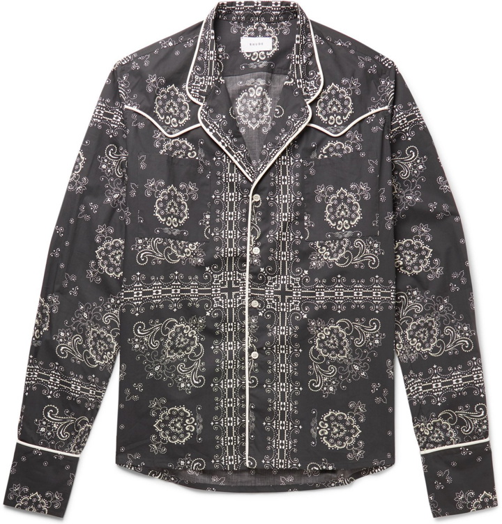 Photo: Rhude - Oversized Camp-Collar Bandana-Print Cotton Western Shirt - Black