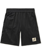 FENDI - Wide-Leg Logo-Appliquéd Mesh-Panelled Tech-Jersey Shorts - Black