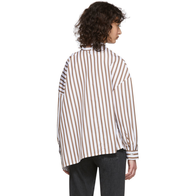 Toteme White and Brown Striped Noma Shirt Toteme