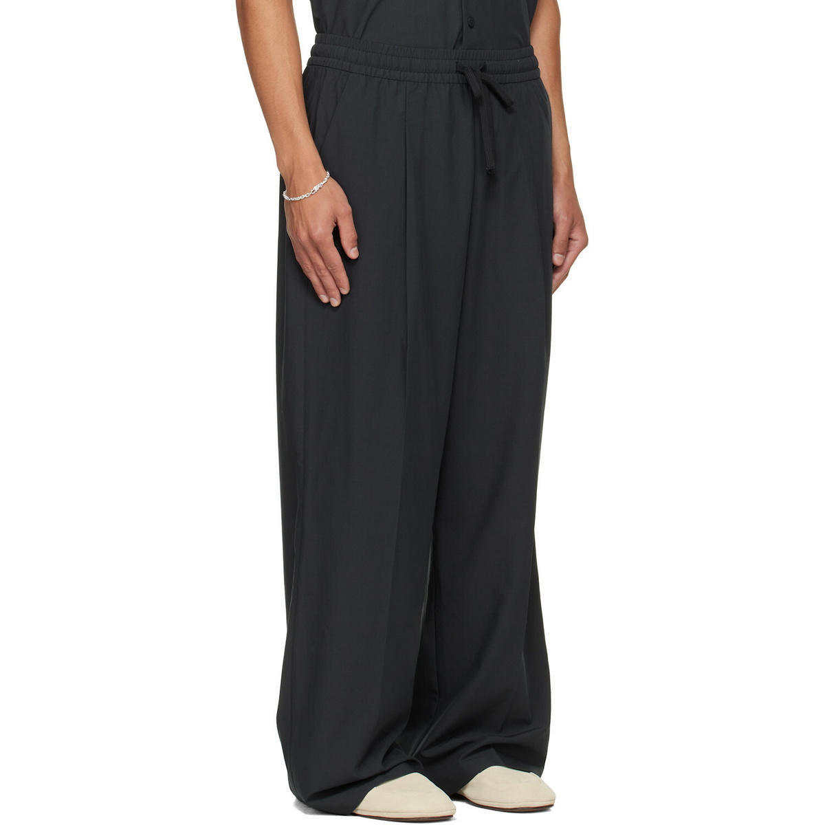 Fear of God ESSENTIALS Black Pleat Front Drawstring Trousers