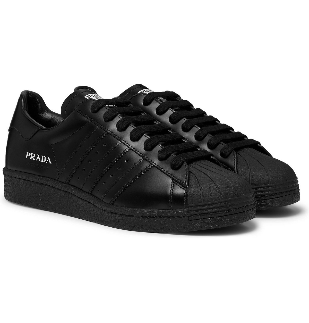 adidas Consortium - Prada Superstar 450 Leather Sneakers - Black