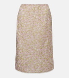Prada Lace-trimmed floral midi skirt
