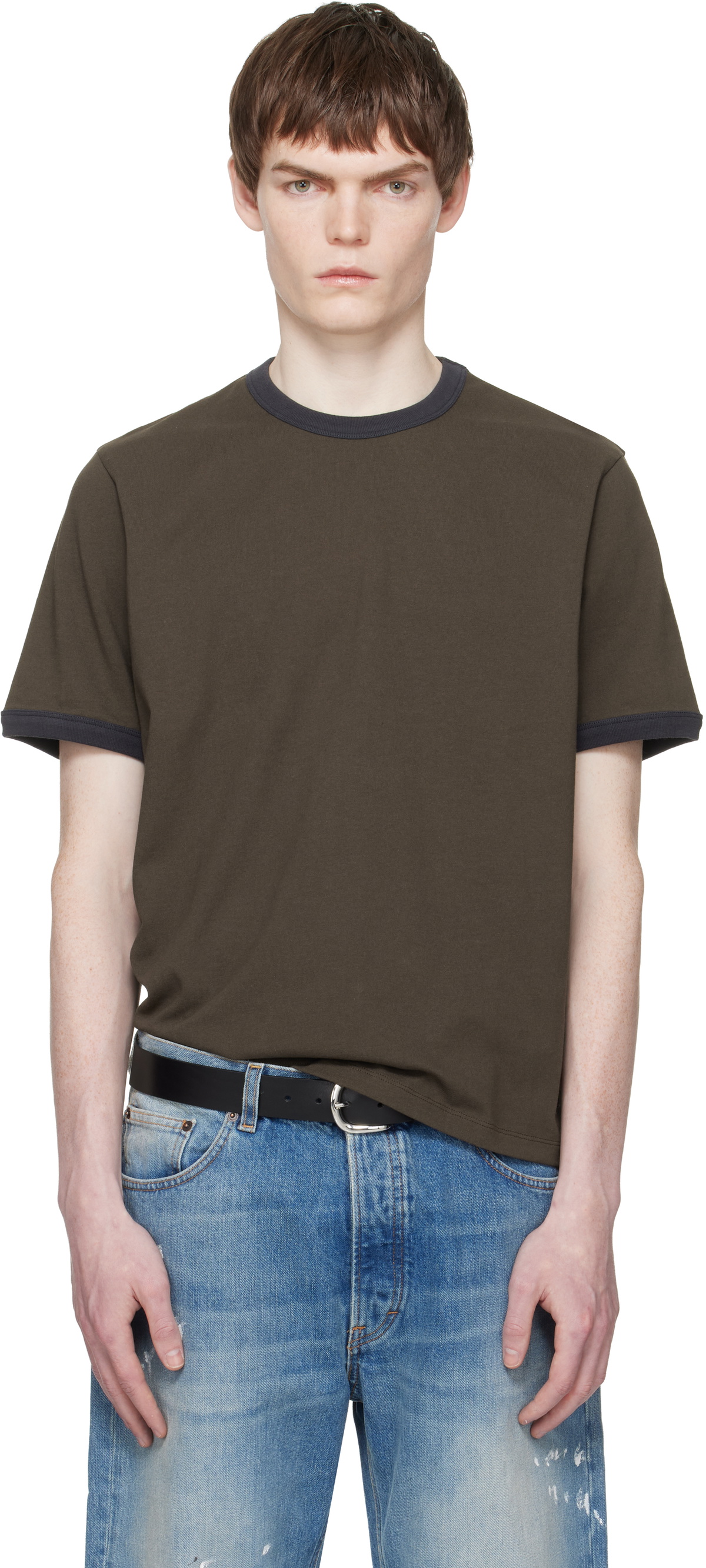 JEANERICA Brown Ringer T-shirt