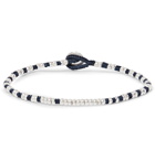 Mikia - Silk and Silver-Tone Beaded Bracelet - Blue