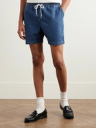 Drake's - Slim-Fit Straight-Leg Stone-Washed Denim Drawstring Shorts - Blue