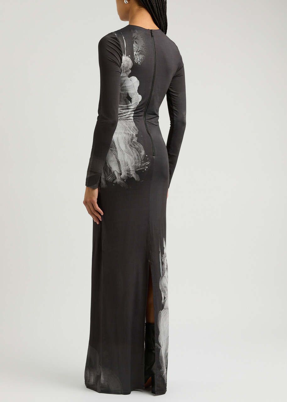 Alice + Olivia Delora Printed Jersey Maxi Dress Black Alice + Olivia