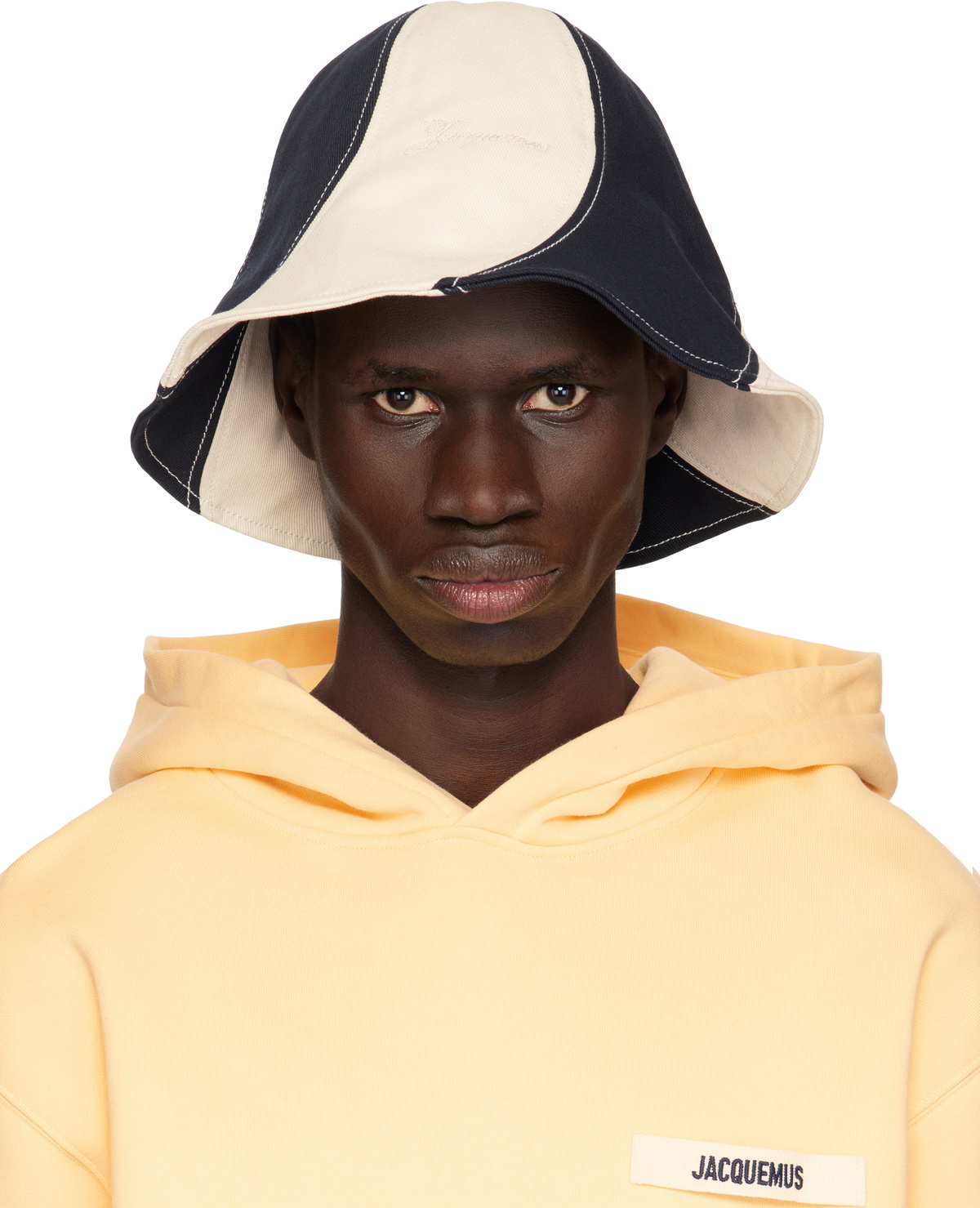 【JACQUEMUS】 Bob Gelato canvas bucket hat JACQUEMUS Off-White & Navy 'Le Bob Gelato' Bucket Hat Jacquemus