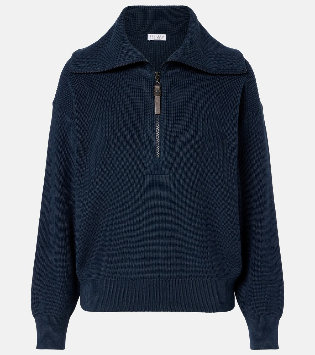 BRUNELLO CUCINELLI モニーレ　コットンニット　カットソー Brunello Cucinelli Ribbed Knit Cotton Sweater | Neiman Marcus