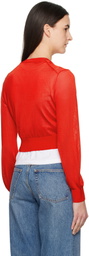 alexanderwang.t Red Logo-Embroidered Cropped Cardigan