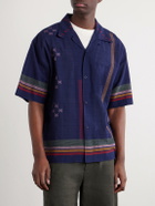 Kardo - Rohit Camp-Collar Striped Cotton Shirt - Blue