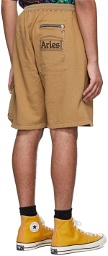 Aries Brown Cotton Shorts