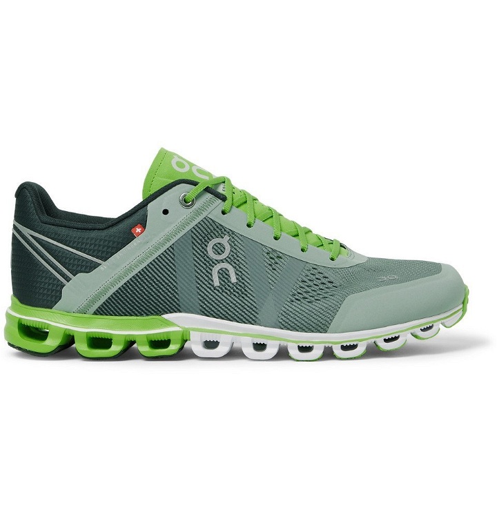 Photo: On - Cloudflow Rubber-Trimmed Mesh and Shell Running Sneakers - Green