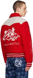 Billionaire Boys Club Red Embroidered Bomber Jacket