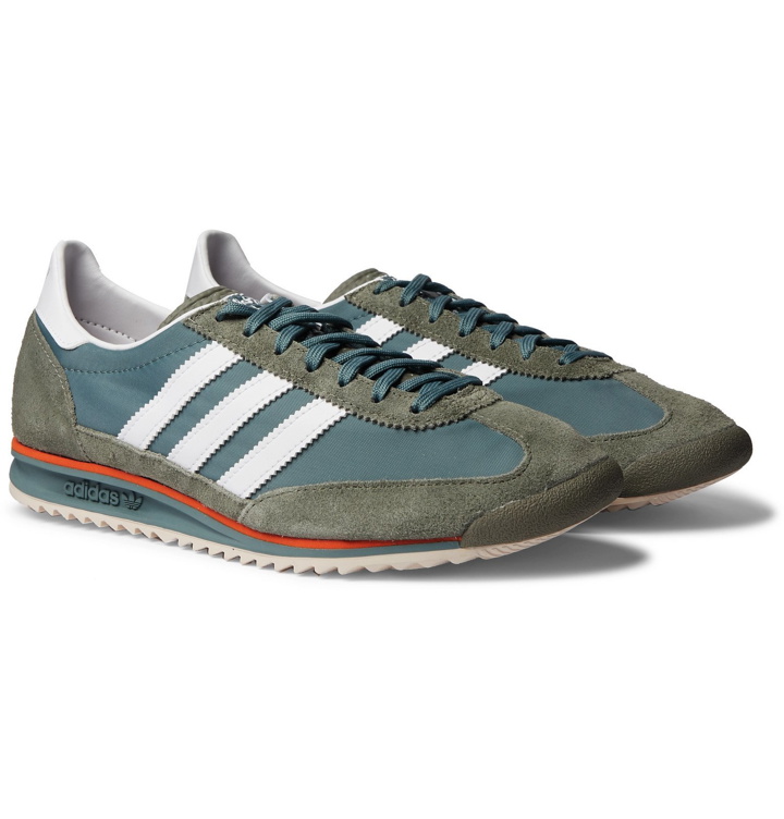 Photo: adidas Originals - SL 72 Faux Leather, Faux Suede and Shell Sneakers - Green