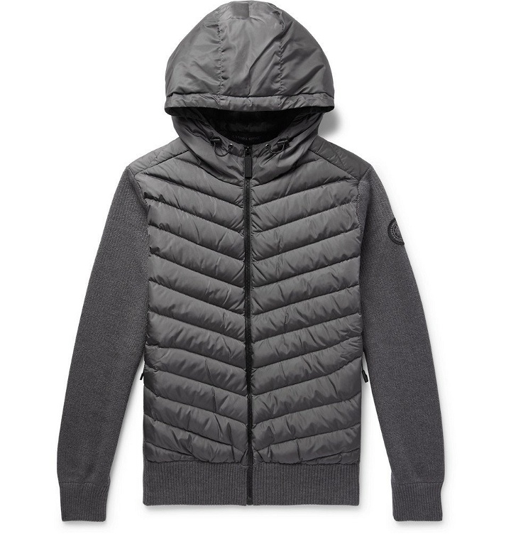Photo: Canada Goose - Hybridge Merino Wool and Quilted Shell Down Jacket Zip-Up Hoodie - Gray