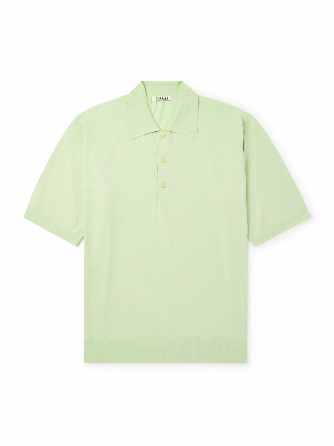 Auralee Smooth Soft Sweat Polo in Olive Brown Curated at