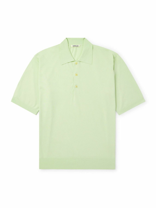 Photo: Auralee - Sea Island Cotton Polo Shirt - Green