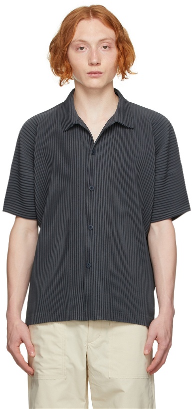 Photo: Homme Plissé Issey Miyake Grey Monthly Color July Short Sleeve Shirt