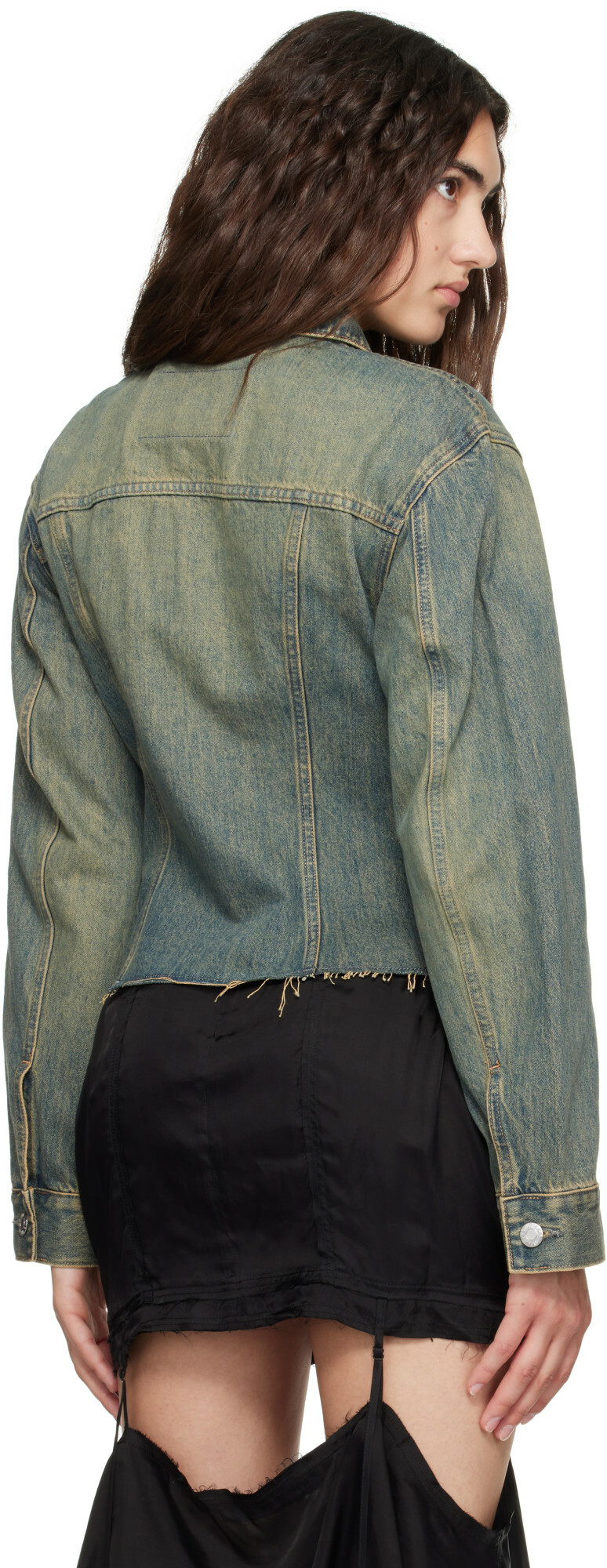 Helmut Lang Blue Raw Hem Trucker Denim Jacket