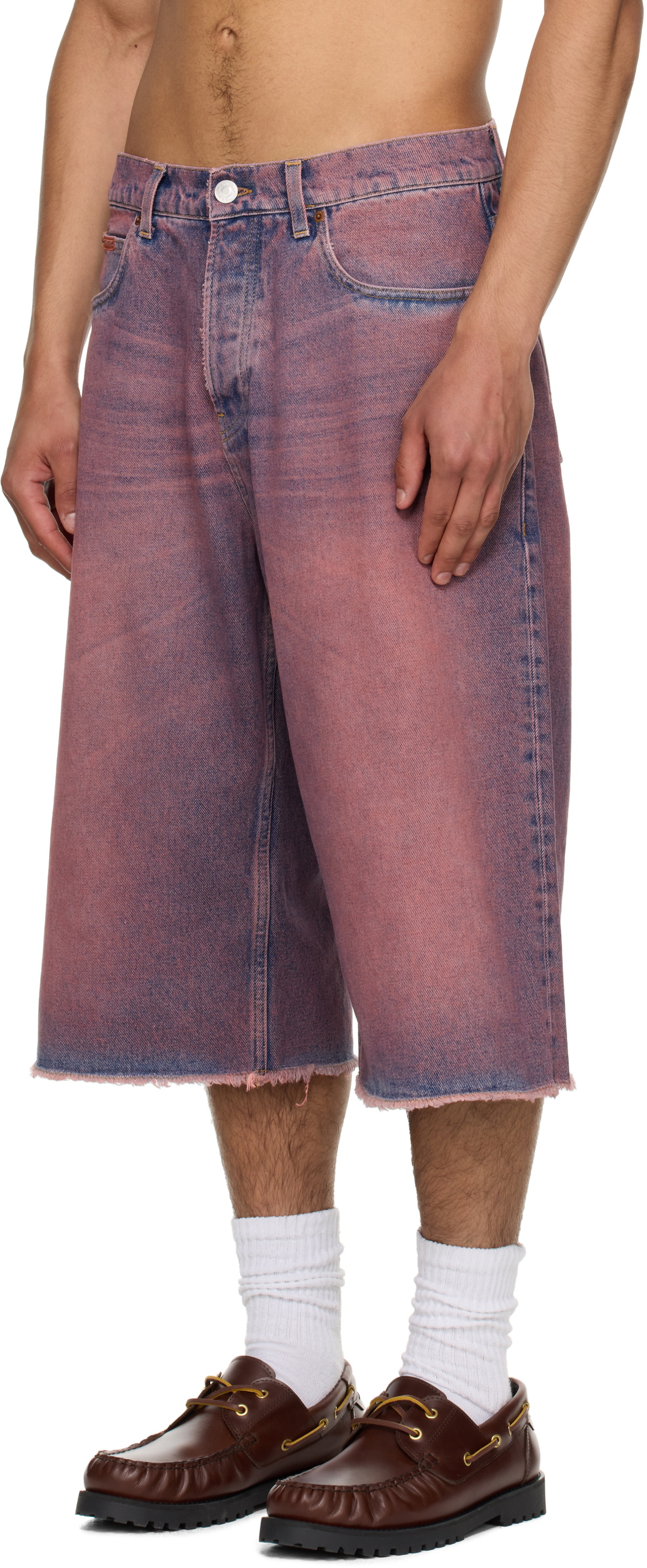 Martine Rose SSENSE Exclusive Pink Frayed Denim Shorts