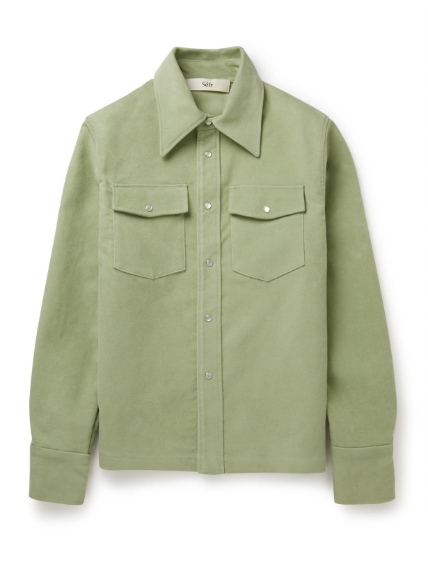 Photo: SÉFR - Matsy Cotton-Moleskin Shirt Jacket - Green