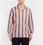 Camoshita - Camp-Collar Striped Cotton Shirt - Pink