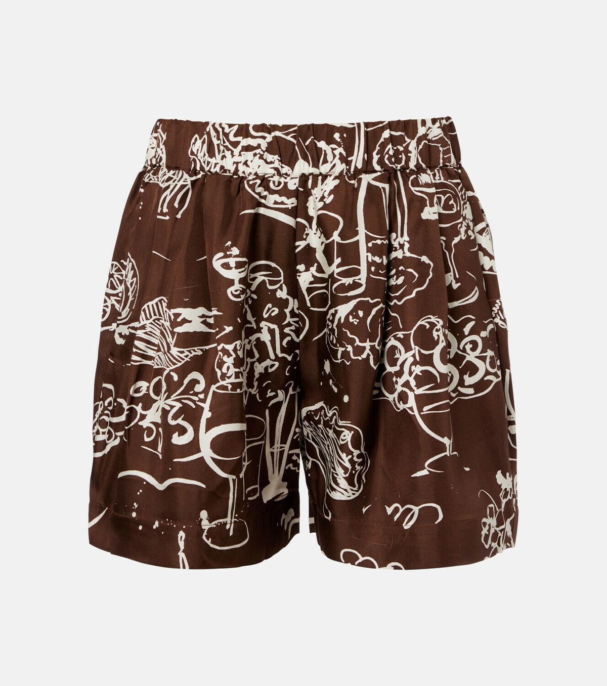 Asceno Zurich printed silk twill shorts