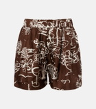 Asceno Zurich printed silk twill shorts