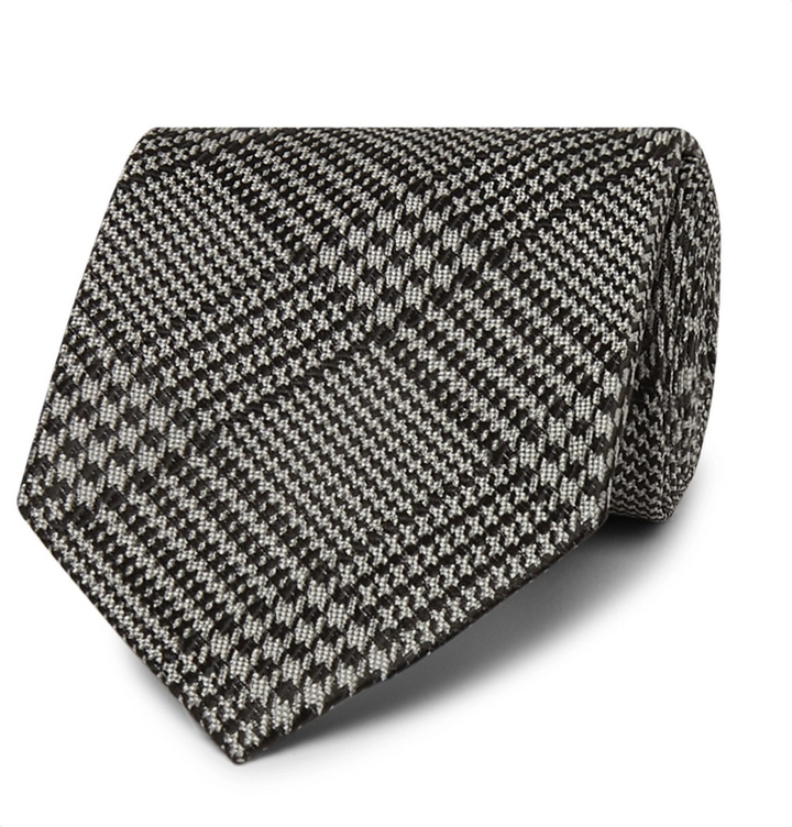 Photo: TOM FORD - 8cm Prince Of Wales Checked Silk-Jacquard Tie - Gray