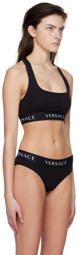 Versace Underwear Black Cotton Sports Bra